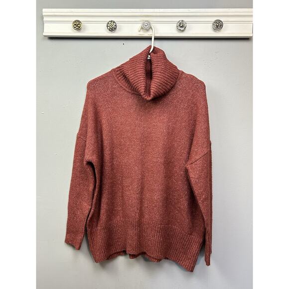 William Rast Turtleneck Sweater‎ Womens Small Burgundy Knit Alpaca Oversized - Picture 1 of 7